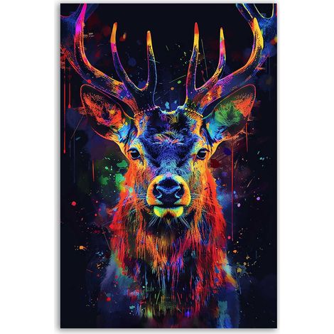 Tableau cerf fluorescent moderne (1/5)