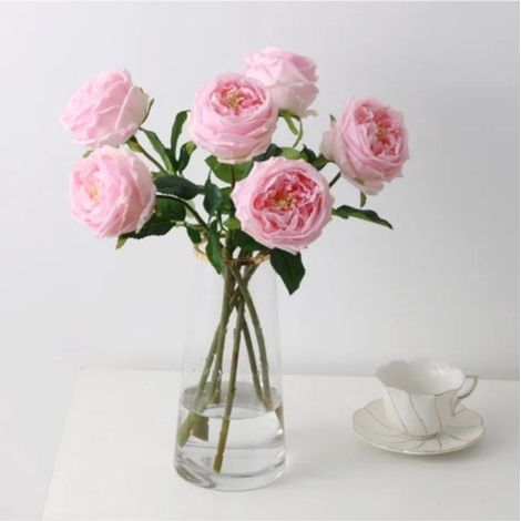 Pivoines au toucher réaliste - Pivoines - Pivoine - Rose - Fleurs artificielles - Roses artificielles - Bouquet artificiel - Rose - Lot de 3 - 45 cm - Fleurs en soie - Fleur en latex - Mariage (1/5)