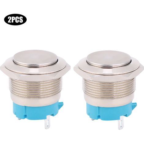 Kit de 2 interrupteurs à bouton-poussoir métalliques étanches, à action instantanée, tête haute, 2 contacts, diamètre de montage 22 mm