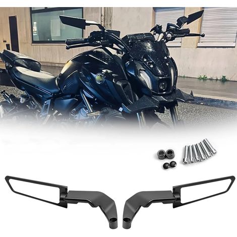 Rétroviseurs de guidon universels réglables pour moto, rétroviseurs latéraux Stealth Wind pour Z650 Z900 Z1000 D/uke 390 790 1290 MT07 MT09 (compatibles avec les fixations 8 mm/10 mm) (1/5)