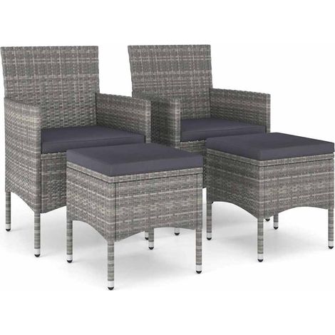 vidaXL Set Sedie da Giardino con Poggiapiedi 4 pz in Polyrattan (1/5)