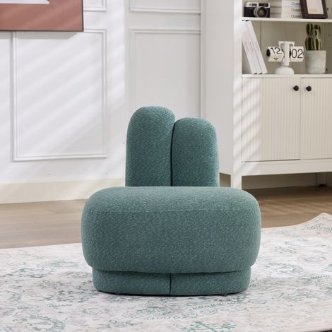 Pouf ottoman lapin en tissu vert, 54 x 41,5 x 54 cm, sans rangement HAVRYA (1/5)