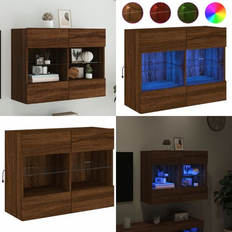 TV-Wandschrank mit LED-Leuchten Braun Eichen-Optik - TV-Schrank - Holzschrank - Regal - Wohnzimmer Dekoration - Wandregal - Home & Living (1/5)