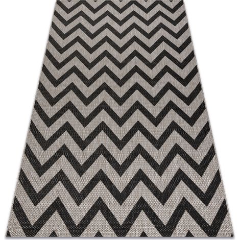 CARPET SIZAL FLOORLUX 20340 silver / black ZIGZAG grey 80x150 cm
