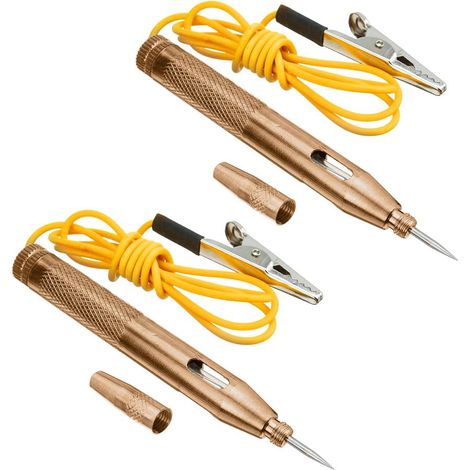 Testeur Circuit Voiture, 2 pièces 6V 12V 24V Testeurs de Tension Auto, Relais Automobile Stylo avec Pince Crocodile pour Voiture et Moto (1/5)