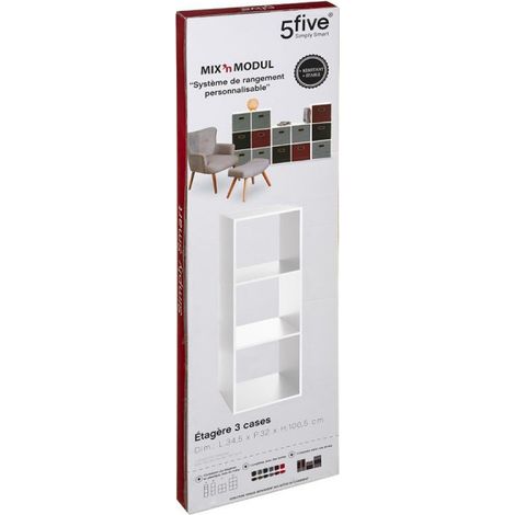 Étagère colonne 3 cases Mix "Effet chêne" Blanc Atmosphera -  - (1/3)