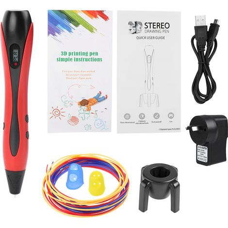 Stylo d'impression 3D, kit de filament ABS et PLA pour dessin et modélisation, outil de bricolage 110-250V (lot 12) (1/5)