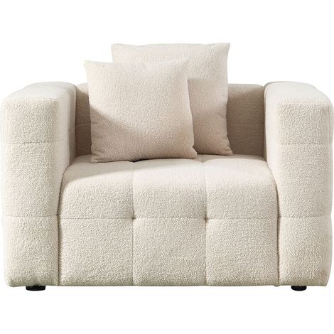 Home Deluxe - Teddy Sessel COMO - Beige - Material: Boucle Stoff I Sofa Couch Wohnzimmersofa Schlafsofa Sitzmöbel Lounge Teddy Sessel  Sofa Couch Wohnzimmersofa Schlafsofa