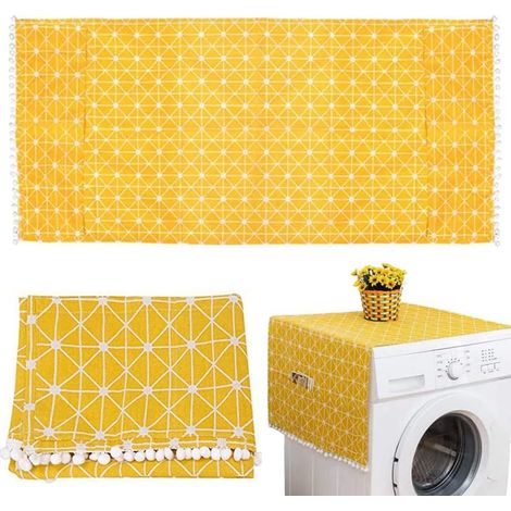 Housse de réfrigérateur, housse anti-poussière adaptée pour réfrigérateur, housse anti-poussière pour lave-linge, 130 x 55 cm (jaune)-AquaForge (1/5)