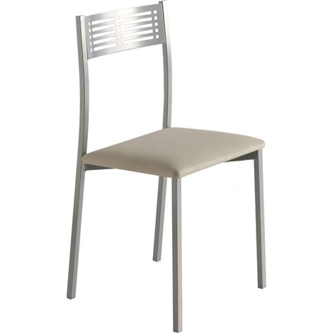 Pack de 4 sillas Laura en polipiel beige, 41 x 47 x 86 cm (largo x ancho x alto) (1/2)