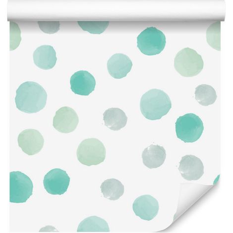Papel pintado acuarela de puntos verdes para salón y dormitorio, 50x1000 cm (1/5)