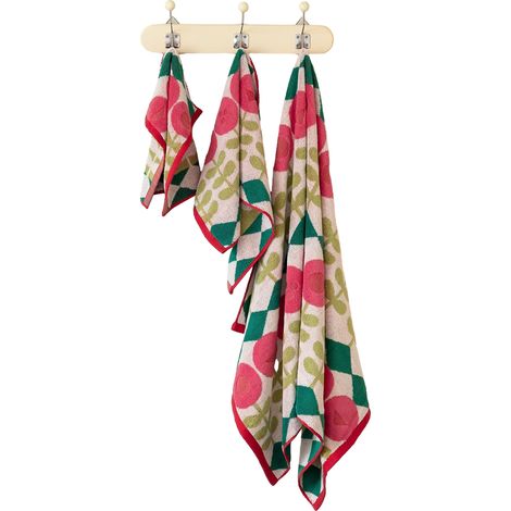 3 pièces serviette de bain, 70x140 cm, serviette toilette 35x76 cm, gant 35x35 cm, coton peigné, rose/beige (1/5)