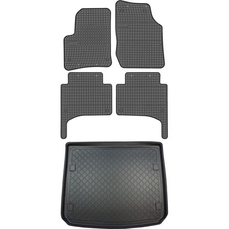 Volkswagen Touareg I SUV de noviembre de 2002 a 2010. JUEGO - Alfombrillas de goma para coche + alfombrilla para maletero (1/5)