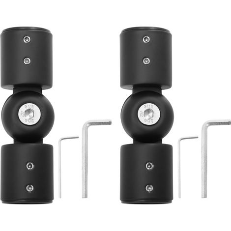 Lot de 2 Set de Raccords Coudés Articulés en Acier Inoxydable Mat Noir pour Tringles à Rideaux 25 MM Connecteurs d'angle à 90° Renforcés Compatibles Parois Fenêtres (1/5)
