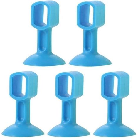 Butée De Porte 5 Pièces Butée De Porte, Protecteur en Silicone Résistant Aux Chocs, Ventouse Butée Murale Salle De Bain Boor Aspiration De Porte Anti-Collision (Couleur: Bleu)