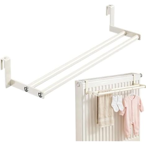 Étendoir Mural – Maximise l'espace avec Barre et système de Rail Robuste Séchoir à Linge au-Dessus du radiateur pour accrocher du Linge, des Serviettes, des Chaussettes et des Chaussures (1/5)