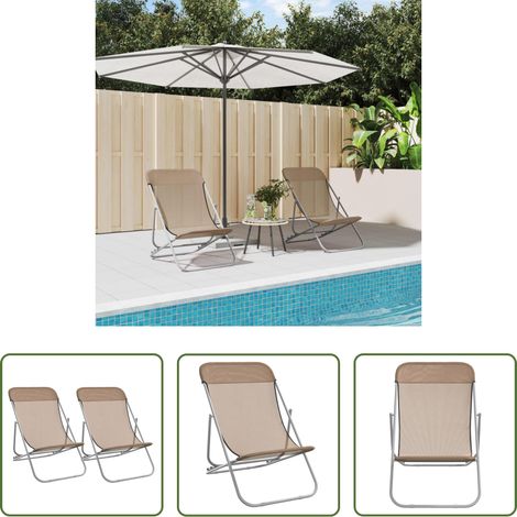 Chaise de jardin - Chaises plage pliantes lot de 2 textilène acier enduit poudre (1/5)