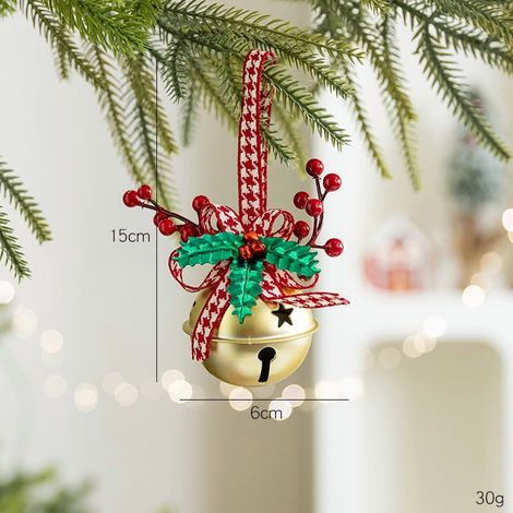 Clochette De Noël - En Métal - Pour Arbre De Noël Guirlande Ou Couronne - Avec Ruban Et Décor Flocon De Neige - Lot De 1 (1/5)