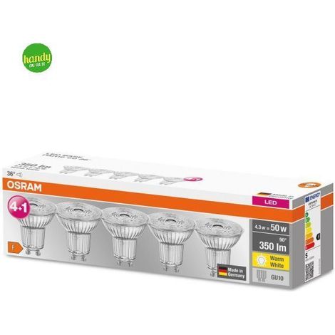 Lampadine led Osram 4,3W GU10 2700K 5 pezzi
