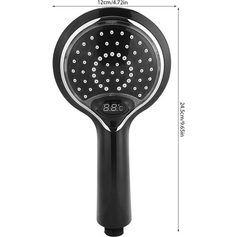 Ducha de mano LED con pantalla digital de temperatura – 3 cabezales de ducha LED que cambian de color – ABS – Blanco – G1/2 (1/5)