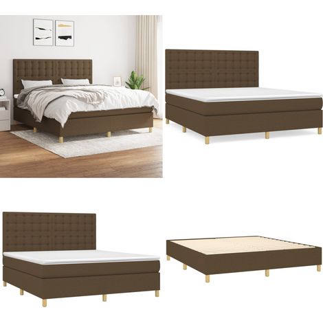Sommier à lattes de lit avec matelas Marron foncé 160x200 cm - Sommier - Matelas ensaché (1/5)