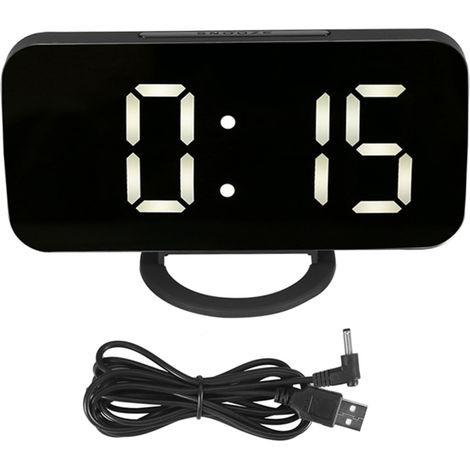 Jeffergarden Réveil numérique multifonctionnel, fonction de synchronisation, luminosité réglable, horloge LED (1/4)