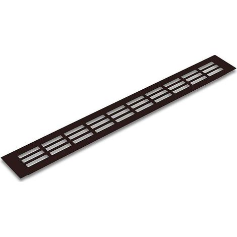 Rechteckiges Lüftungsgitter 400 x 60 mm – Eloxiertes Bronzemetall – Mit vorgebohrten Befestigungslöchern – Lüftungsfläche 72 cm² (1/2)