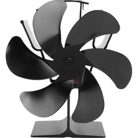 Ventilateur de poêle à 6 pales alimenté par la chaleur, auto-allumant, résistant aux hautes températures, pour cheminée LT385, noir, diamètre 165 mm (1/5)