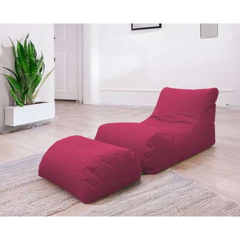 Dmora Chaise longue de salón moderno, Made in Italy, Sillón con reposapiés de nailon, Puf tapizado para dormitorio, 120x80h60 cm, Color fucsia, con embalaje reforzado (1/3)