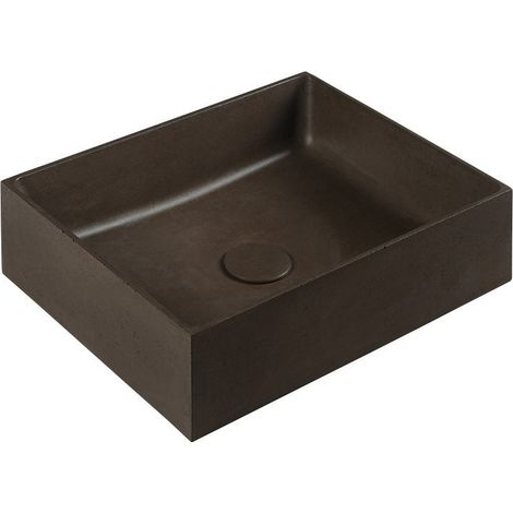 FORMIGO vasque à poser en béton, 47,5x36,5cm, marron foncé mat (1/4)