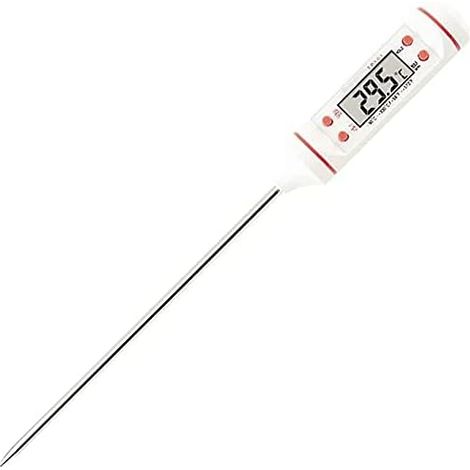Thermomètre de cuisine numérique avec sonde longue, lecture instantanée pour les aliments liquides et les grillades, pratique et élégant, blanc (1/5)