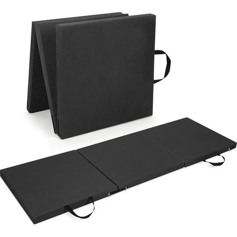 Trintion Tri-Fold 1.5" Thick Folding Gymnastics Exercise Mat Non Slip Soft Foam Yoga Mat with Carry Strap Handles for Tumbling Camping Pilates Home Training Floor Workout Aerobics 180x60x4CM (Black)