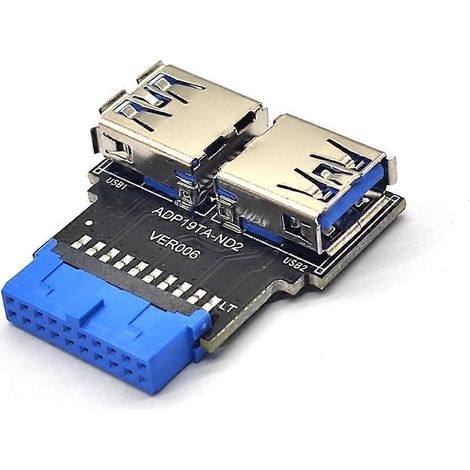Adaptateur de carte mère USB 3.0 femelle 19/20 broches vers double connecteur femelle USB 3.0 A - Gauche et droite (1/4)