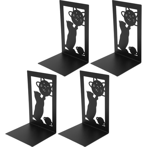4 Pièces Serre-Livres Métalliques, Support de Livres Décoratif pour Maison, Bureau, École - Réglables, Bords Lisses, Antistatique (1/5)