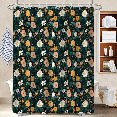 Kit rideau de douche en polyester 180x180 avec anneaux rideau imperméable pour offrir à noël ou un anniversaire (1/5)