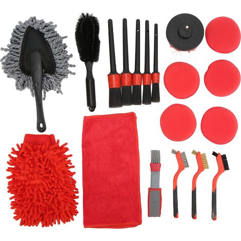 Ce kit de brosses de nettoyage automobile est long et flexible, permettant le nettoyage des jantes réutilisables, des moteurs et du cuir. (1/5)