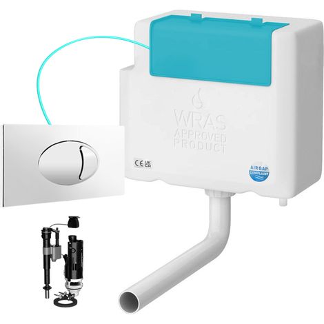 Bottom Entry Concealed Toilet Cistern WC with Dual Flush Polished Chrome Plate - Includes WRAS Internals & Pipe (1/3)
