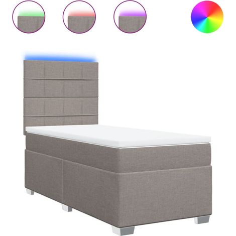 Maison Exclusive - Cama box spring con colchón tela gris taupe 10
