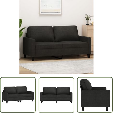 The Living Store Canapé à 2 places Noir 140 cm Tissu - Canapé Deux Places - Canapé Noir - Canapé Tissu - Meuble Salon - Canapé Design (1/5)