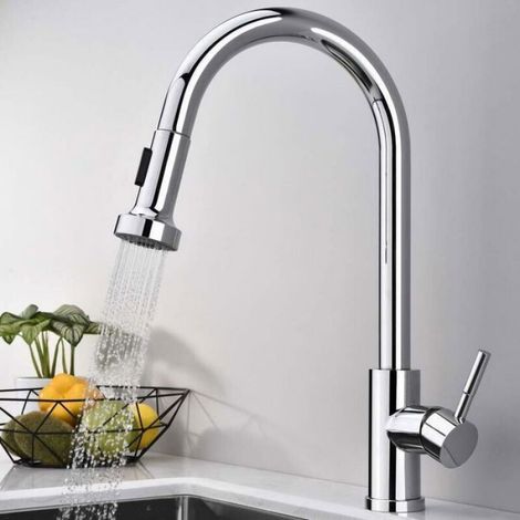 1 Douchette Robinet Cuisine 2 Modes Plastique ABS Chromé Raccord G 1/2 pour Mitigeur Extractible (1/3)