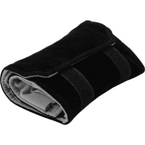 Flannel roll-shaped jewelry pouch, for rings, to store your jewelry while traveling – Black, gray, size S (1/5)