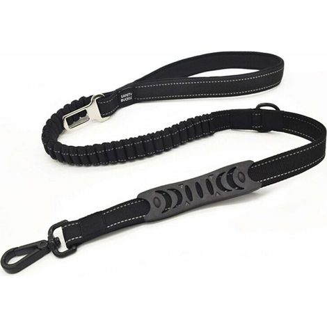 Laisse Chien Anti Traction Laisse de Sécurité Voiture pour Chien Petit Moyen Gros en Nylon Solide Réfléchissante(110CM Noir) (1/5)