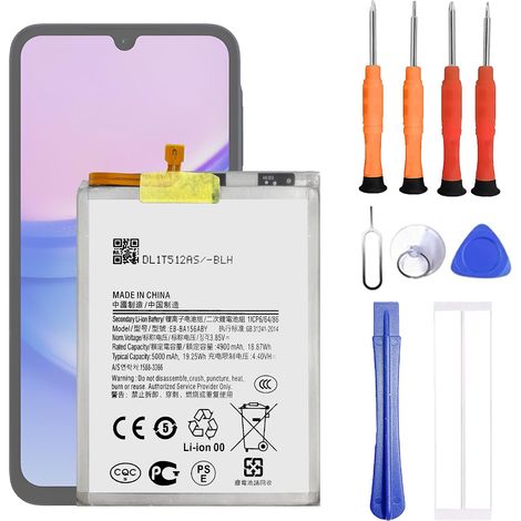 Batterie de Rechange EB-BA156ABY 5000 mAh pour Samsung Galaxy A15 4G et 5G avec Kit d'Outils (1/5)