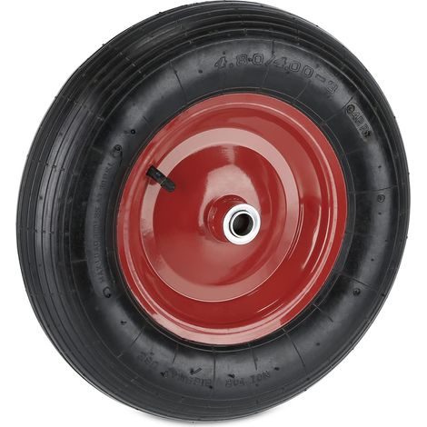 Roue de brouette 4.80 4.00-8, Pneu de Rechange, de Secours, 4PR, avec air, Jante en Acier, Noir/Blanche (1/5)