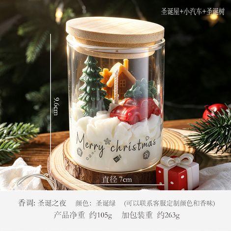 Weihnachtliche Miniatur-Duftkerze aus Glas, Rentier-Lebkuchenmann-Weihnachtsschmuck, Weihnachtsgeschenk, Duftgeschenk