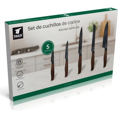 Set di 8 coltelli  Acciaio inossidabile antiaderente  Coltello da chef, coltello per il pane, coltello da intaglio, coltello d (1/5)