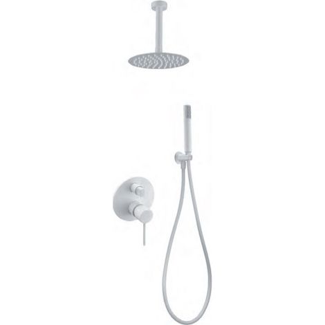 Colonne de Douche Encastrée avec Mitigeur  Modèle MILOS STICK  Pommeau de douche de taille Standard  Couleur Blanc finition Mate [ IMEX® ]
