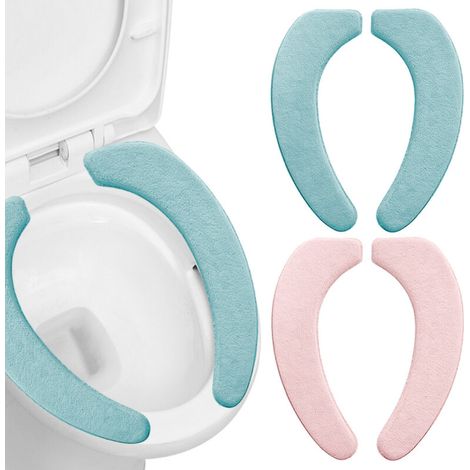 Housse de siège de toilette en flanelle douce et plus épaisse, paquet de 2 coussins de siège confortables et antidérapants avec mousse à mémoire de forme (1/4)
