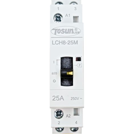 Contactor Modular Estrecho NO 2P-25A-230V AC ON-AUTO-OFF