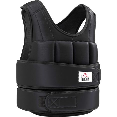 Gilet Lesté - Réglable Jusqu'à 10 Kg - Pour Musculation Boxe Course - 50 x 60 cm - Noir (1/5)